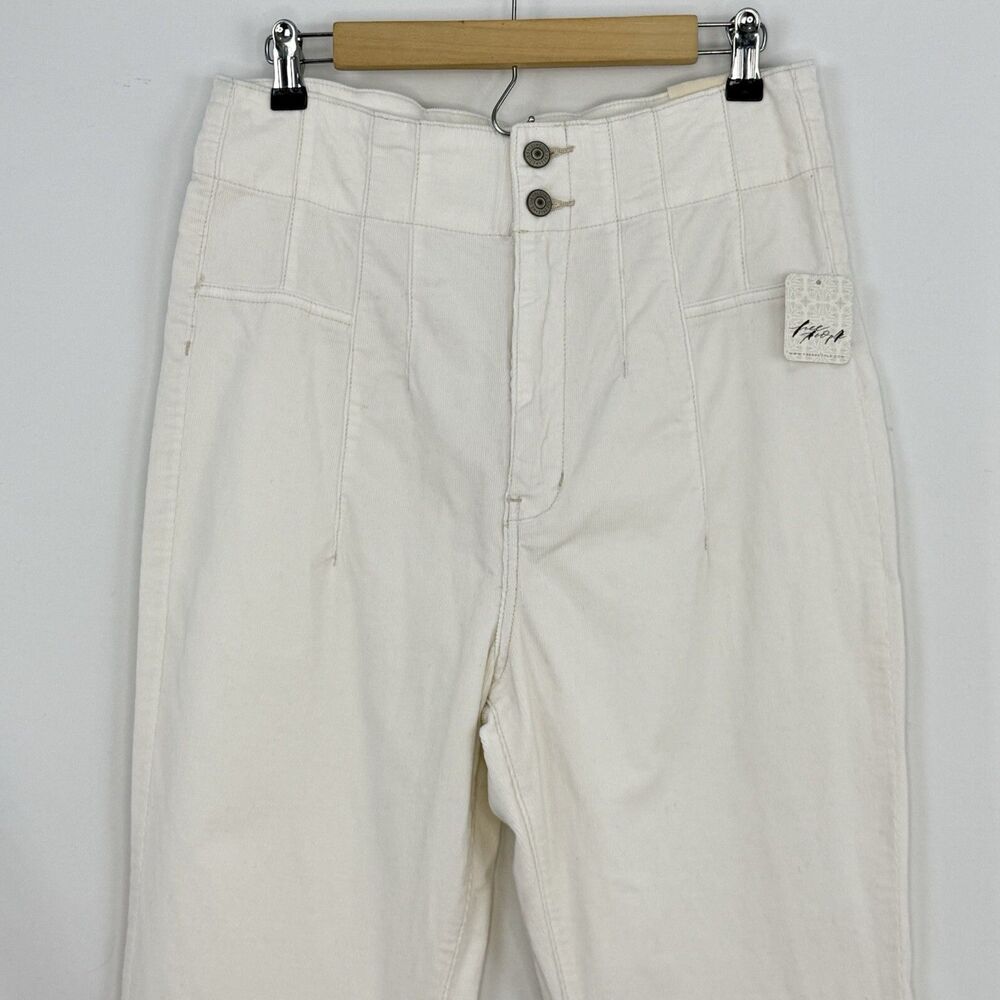 NWT We The Free People Size 32 Jayde Cord Flare Jeans High Rise Stretch White - Picture 9 of 16